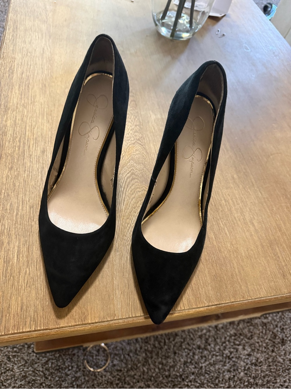 Jessica Simpson Black Suede Pointed Toe Pumps